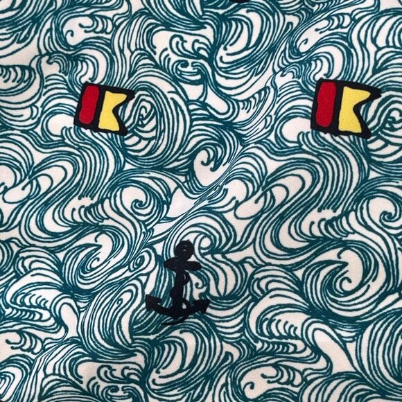 Nautica Swim Trunks Mens XXL Turquoise Shore Sailing Anchor Flag Wave - Picture 9 of 12